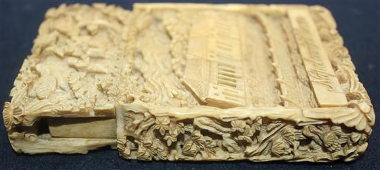 Napoleon Bonaparte Interest: A Chinese export ivory card case, c.1821, 11cm, losses to cover